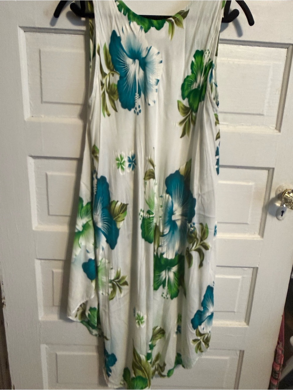 White Maxi Dress with Teal & Green Floral Print